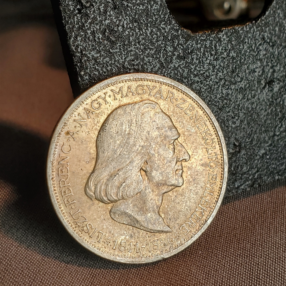 1936 HUNGARY 2 PENGO SILVER KM# 515 MUSIC COMPOSER FERENC LISZT low Mintage